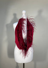 Load image into Gallery viewer, Red Velvet Feather Trim Drape Top
