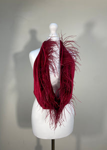 Red Velvet Feather Trim Drape Top