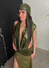 Load image into Gallery viewer, Khaki Sequin Drape Top
