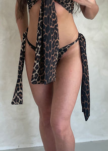 Leopard Thick Side Tie Bikini Bottoms