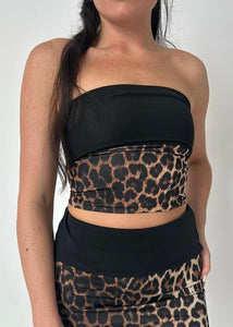 Leopard Fold Over Top