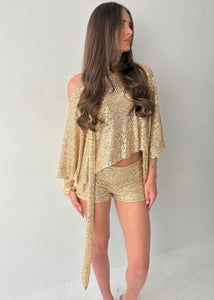 Gold Sequin Poncho and Scarf