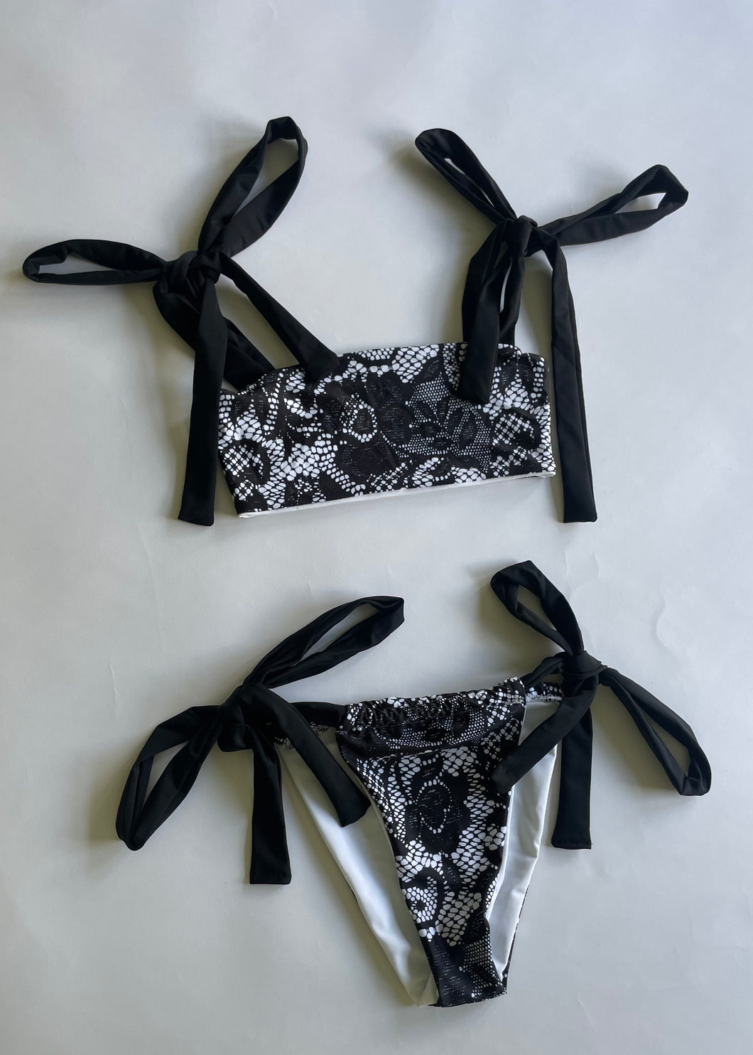 Black Lace Print Bikini SAMPLE