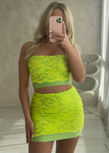 Load image into Gallery viewer, Neon Yellow and Green Lace Co-ord
