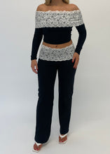 Load image into Gallery viewer, Black Lace Trim Trouser Co-Ord
