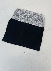 Black Lace Trim Mini Skirt