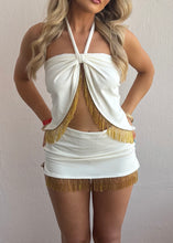 Load image into Gallery viewer, Gold Tassle Sarong Top
