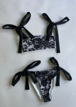 Load image into Gallery viewer, Black Lace Print Bikini Bottoms
