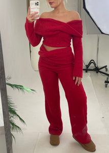 Red Teddy Trouser Co-Ord