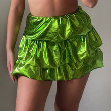 Load image into Gallery viewer, Metallic Green Ruffle Mini Skirt
