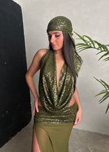 Load image into Gallery viewer, Khaki Sequin Drape Top
