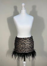 Load image into Gallery viewer, Shimmer Leopard Feather Trim Skirt
