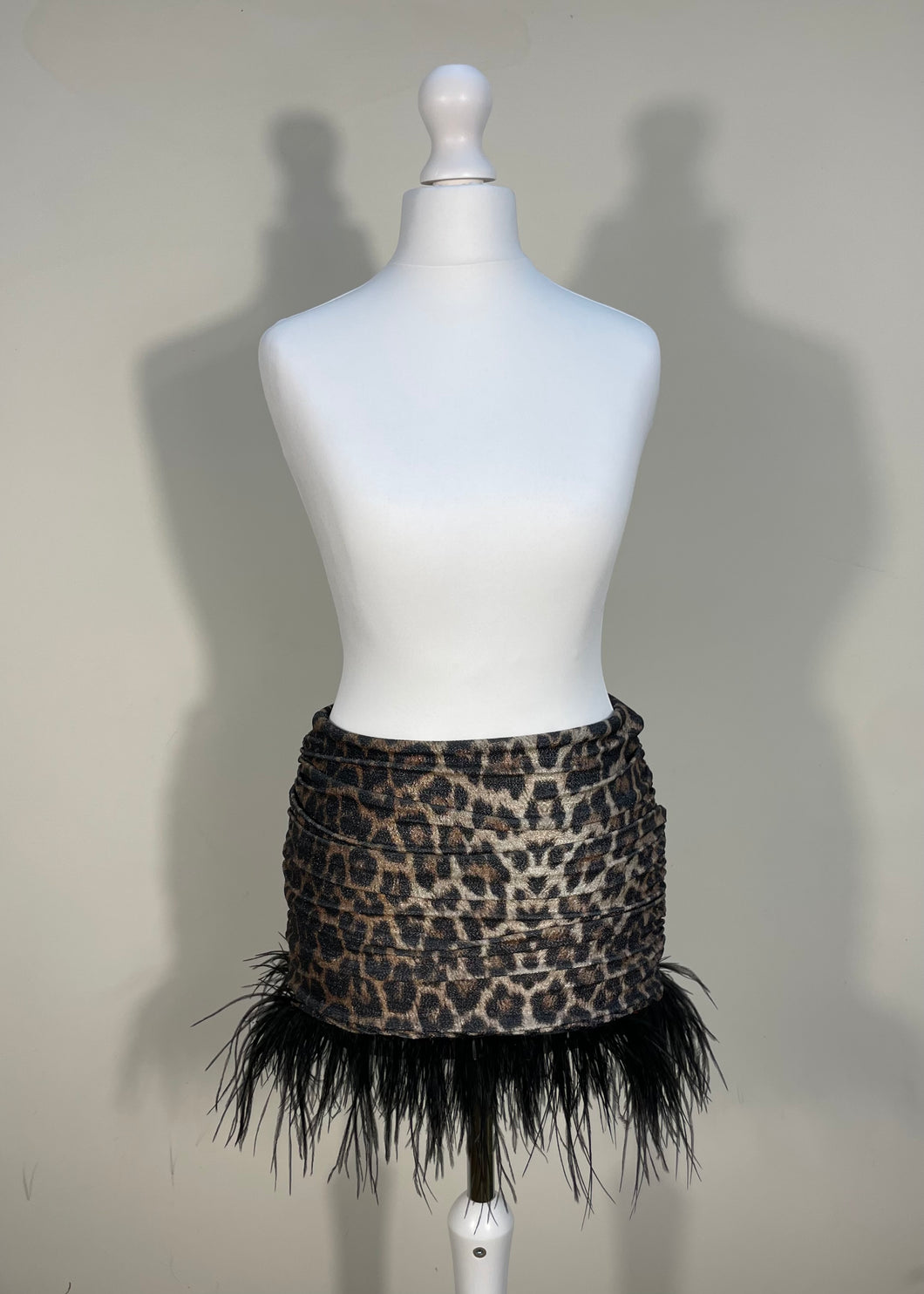 Shimmer Leopard Feather Trim Skirt