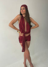 Load image into Gallery viewer, Wine Red Sequin Drape Top (no choker)
