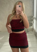 Load image into Gallery viewer, Cherry and Black Lace Co-Ord
