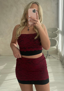 Cherry and Black Lace Co-Ord