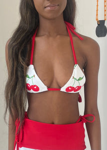 White Cherry Bikini Top