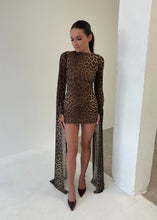 Load image into Gallery viewer, Leopard Cape Sleeve Mini Dress
