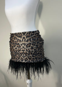 Shimmer Leopard Feather Trim Skirt