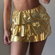 Load image into Gallery viewer, Metallic Gold Ruffle Mini Skirt
