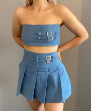 Load image into Gallery viewer, Denim Diamanté Buckle Bandeau
