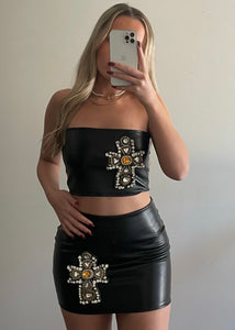 ‘Cross My Heart’ Black Crop Top