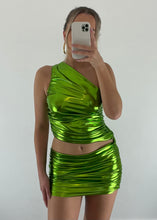 Load image into Gallery viewer, Green Ruched Mini Skirt
