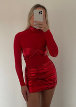 Load image into Gallery viewer, Red Mesh &amp; Metallic Mini Dress
