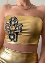 Load image into Gallery viewer, ‘Cross My Heart’ Gold Mini Skirt
