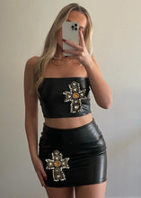 Load image into Gallery viewer, ‘Cross My Heart’ Black Mini Skirt
