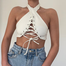 Load image into Gallery viewer, Cream Lace Up Halterneck
